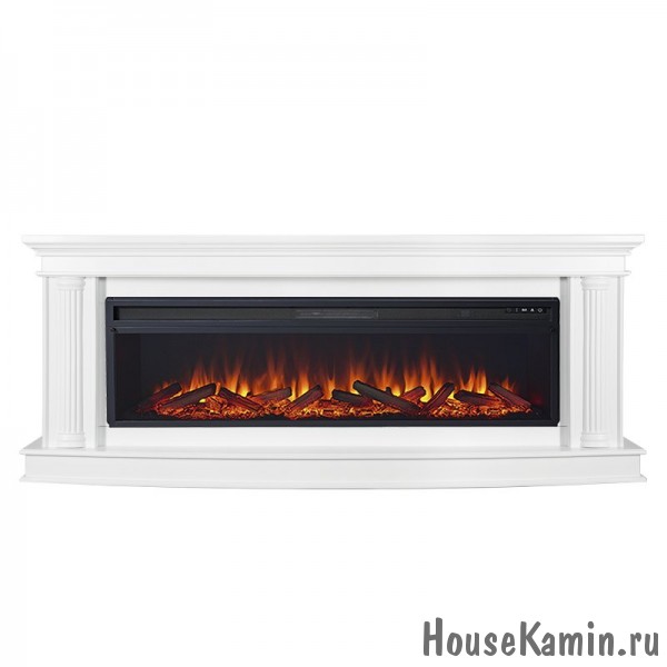 Каминокомплект Roma 60 (белый) с очагом Royal Flame Vision 60 LOG LED (дрова)