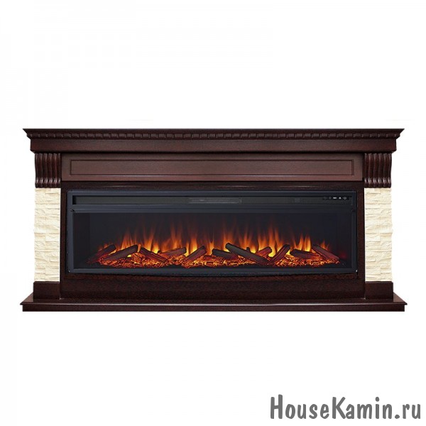 Каминокомплект Denver 60 (темный дуб) с очагом Royal Flame Vision 60 LOG LED (дрова)