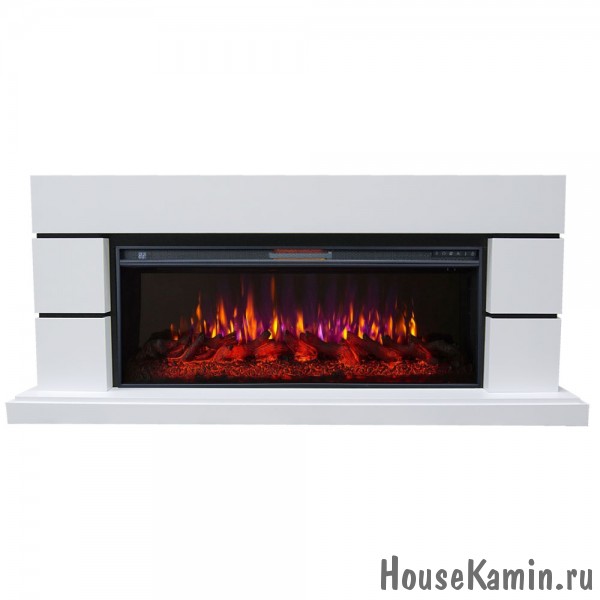 Каминный комплект Норд (белый) с электрокамином InterFlame FreeSpace 50 LED FX QZ