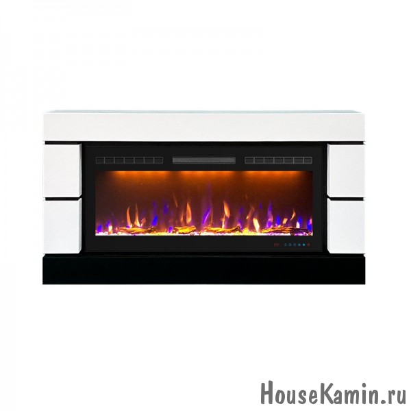 Каминокомплект Modern (белый с черным) с очагом Royal Flame Crystal 40 RF