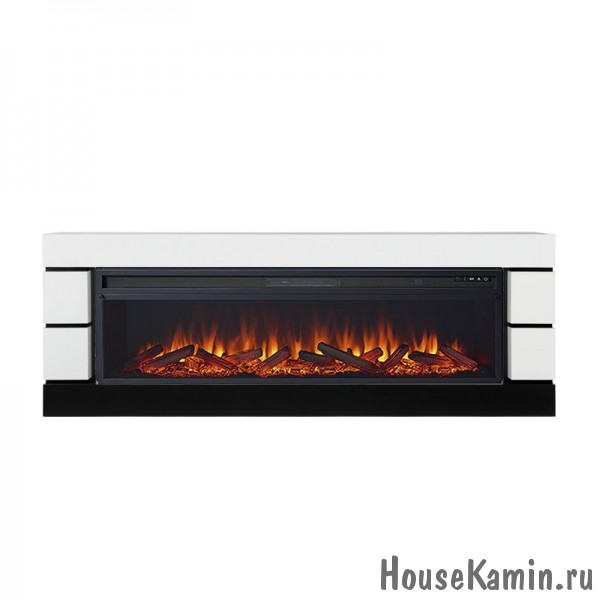 Каминокомплект Modern 60 (белый с черным) с очагом Royal Flame Vision 60 LOG LED (дрова)