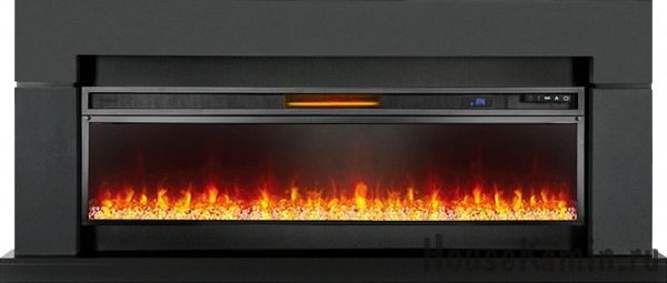 Каминокомплект Lindos Graphite Grey 60 (серый графит) с очагом Royal Flame Vision 60 LED (кристаллы и галька)