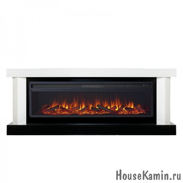 Каминокомплект Vancouver 60 (белый с черным) с очагом Royal Flame Vision 60 LOG LED (дрова)