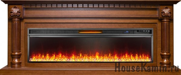 Каминокомплект Edinburg 60 (темный орех) с очагом Royal Flame Vision 60 LED (кристаллы и галька)