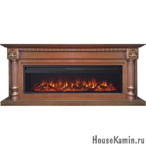 Каминокомплект Edinburg 60 (орех) с очагом Royal Flame Vision 60 LOG LED (дрова)