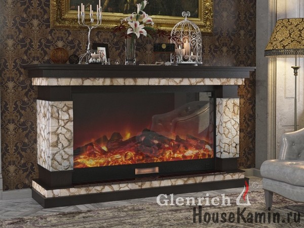 Каминный комплект: Портал Лорд S1400 (венге) с электрокамином Premier S1400 с ПДУ