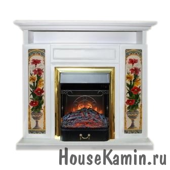 Каминный комплект: Портал Бар Элиза с электрокамином Olimpus (Mercury) BR золото