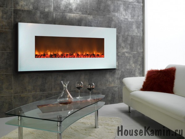 Электрокамин настенный Glenrich Genius 100 White Glass (белое стекло)