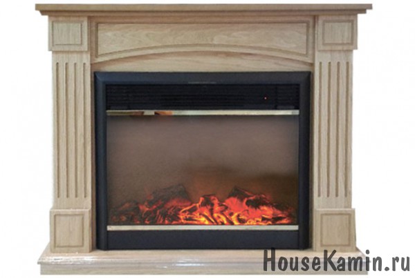 Каминокомплект Boston (дуб светлый) очагом Royal Flame Jupiter FX Brass (со звуком) с пультом Д.У.