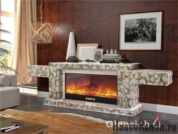 Каминный комплект: Портал Тауэр S86 (беленый дуб) с электрокамином Premier S 860 с ПДУ