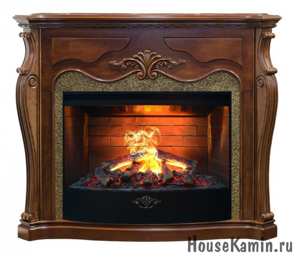 Каминокомплект VERSALLE FS33 AO (античный дуб) с 3D электрокамином Firestar 33 с реалистичным эффектом живого огня