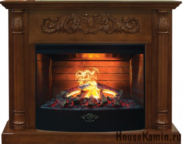 Каминокомплект SALFORD FS33 AO (античный дуб) с 3D электрокамином Firestar 33 с реалистичным эффектом живого огня