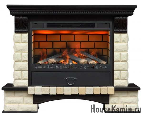 Каминный комплект Tango Premium Style 3D FOG 34 FX H (венге) с электрокамином с 3D эффектом живого огня Alex Bauman 3D Fog 34 FX со звуком и пультом Д.У.