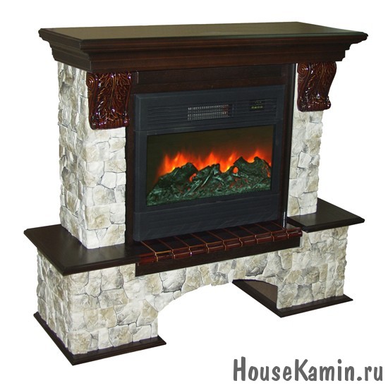 Каминный комплект: Портал Бостон Арбат с электрокамином Premier (Karina) 23W с ПДУ