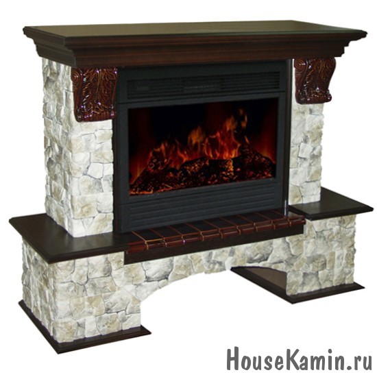 Каминный комплект: Портал Бостон Арбат с электрокамином Premier (Karina) 28W с ПДУ