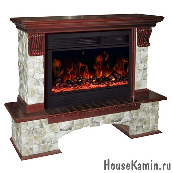 Каминный комплект: Портал Бостон Арбат с электрокамином Premier (Karina) 33W с ПДУ