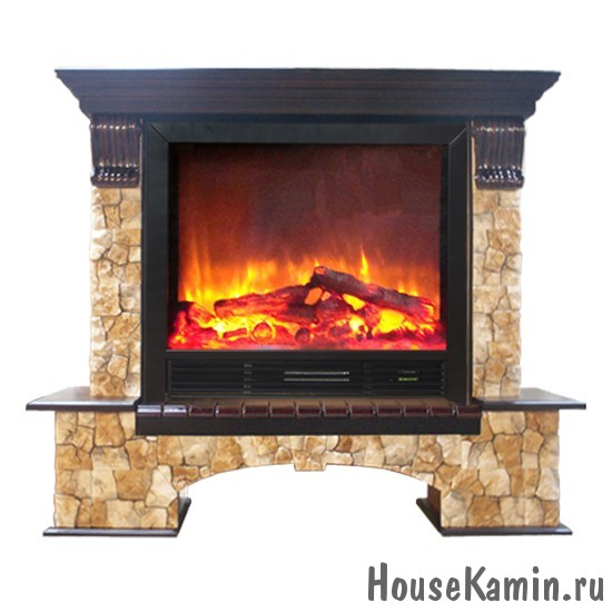 Каминный комплект: Портал Бостон К Арбат с электрокамином Sharm 33 Black с ПДУ