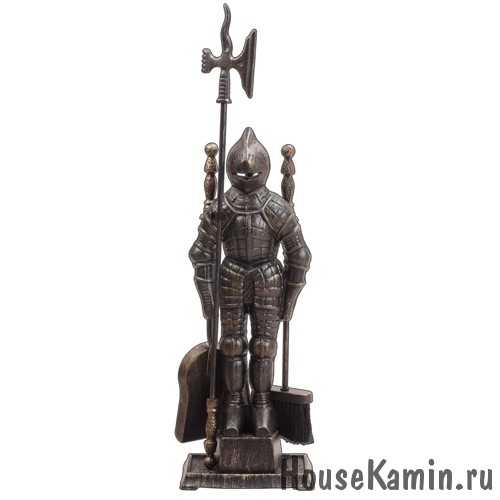 Каминный набор Рыцарь Большой (античное золото с черным)