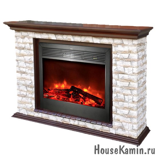 Каминный комплект: Портал Пафос К Алтай с электрокамином Sharm 39 Black с ПДУ